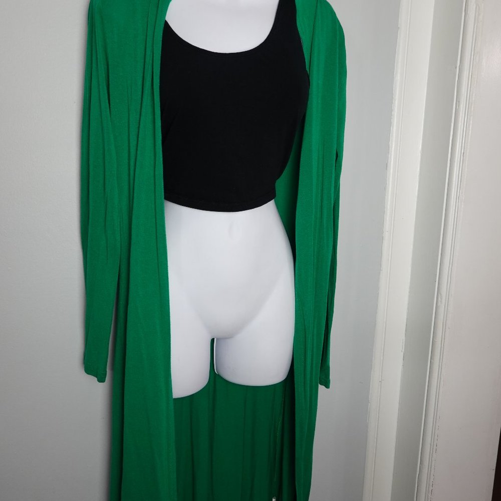Long green cardigan- high-low
